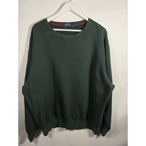 Polo Ralph Lauren Crewneck Sweatshirt Mens XXL Green Fleece Pullover Pony Logo